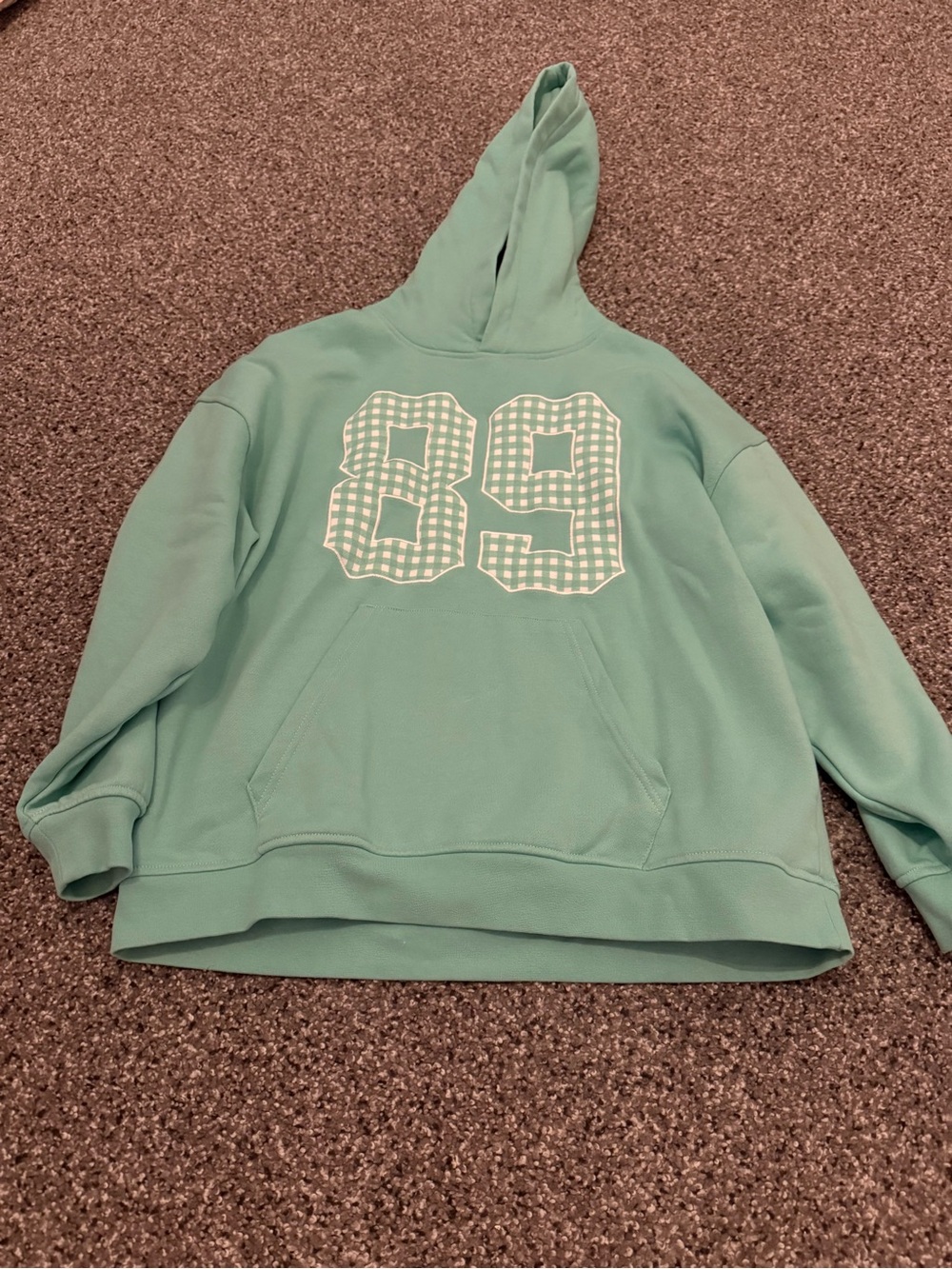 Women's Mint Green Hoodie Sweatshirt with '89' Graphic